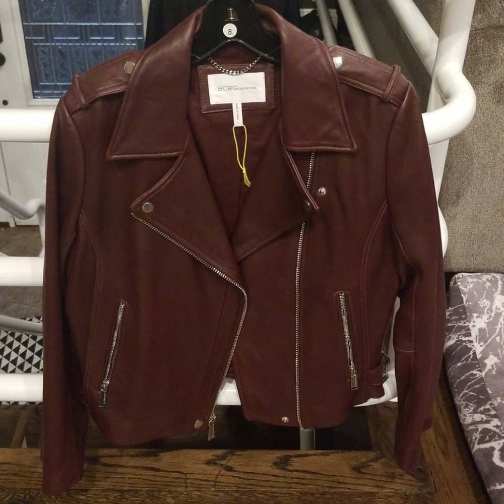 Bcbgeneration Maroon Leather Jacket